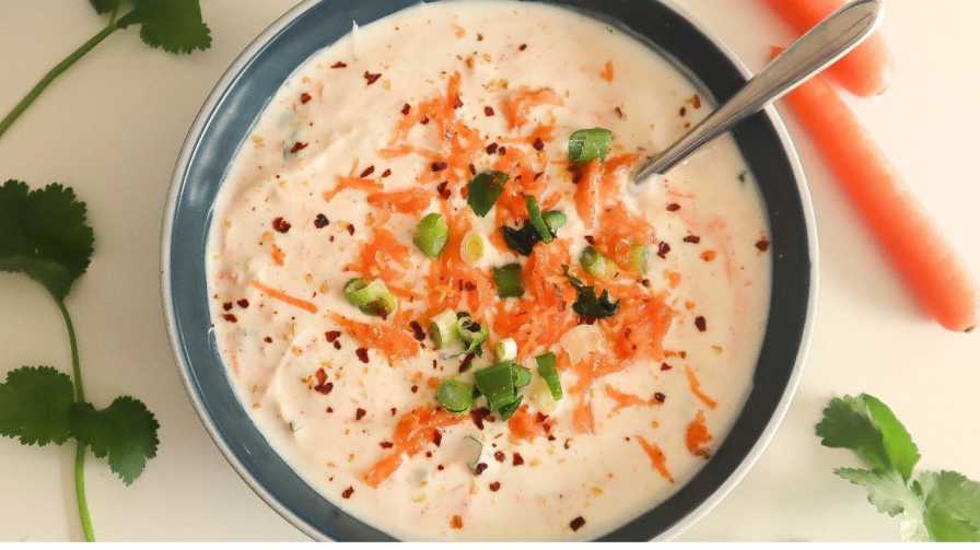 Oil Free Carrot Spinach Raita