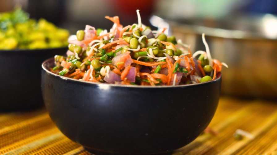 Oil Free Sprouted Dal Salad Recipe